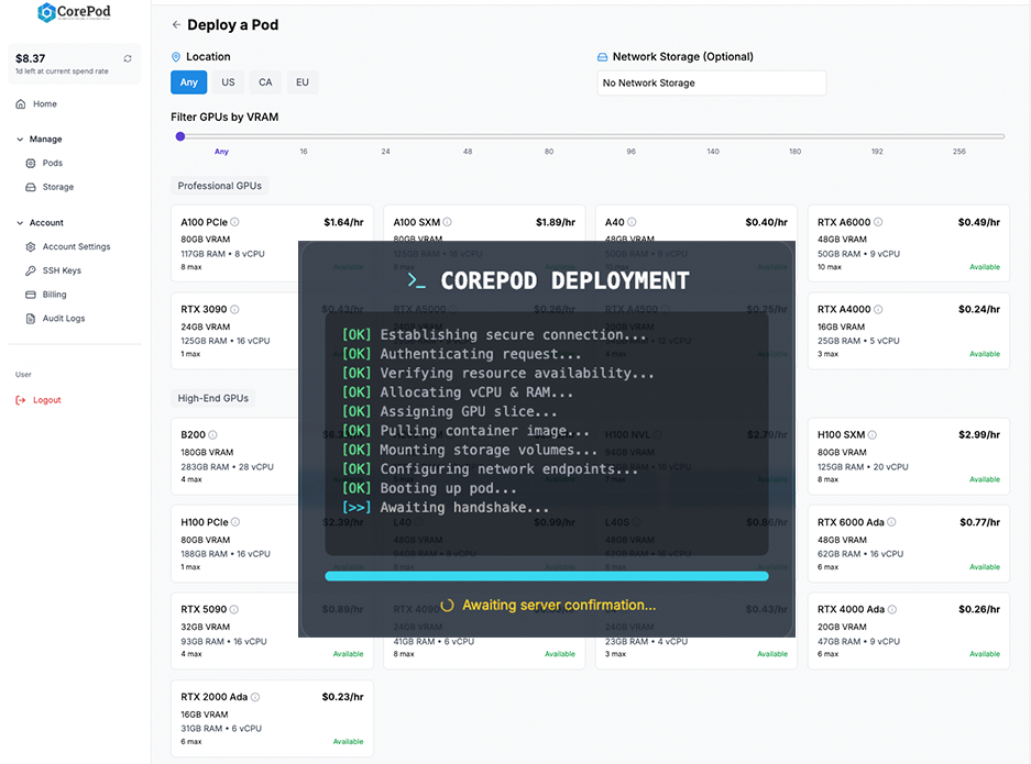 Deployment Panel - Easy model deployment interface