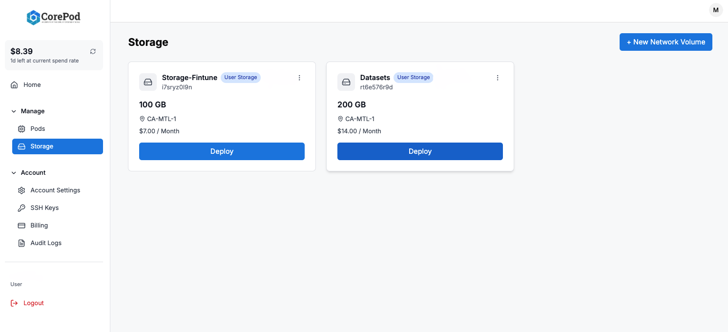 Storage Management Panel - Manage your data and files